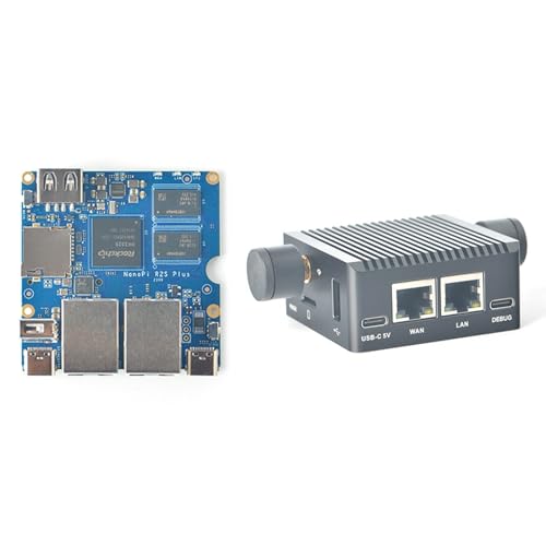 youyeetoo FriendlyElec Nanopi R2S Plus Mini Router, 1GB DDR4, 32GB eMMC, RK3328 Soc, OpenWRT with Dual-Gbps Ethernet, for IOT NAS Smart Home Gateway, Portable Travel (R2S Plus WiFi Combo)