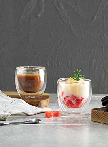 Sweese 4 Ounce Espresso Cups Set Of 4, Double-Wall Insulated Glasses Cups Set- Handmade Glass- 408.101 #TOP6