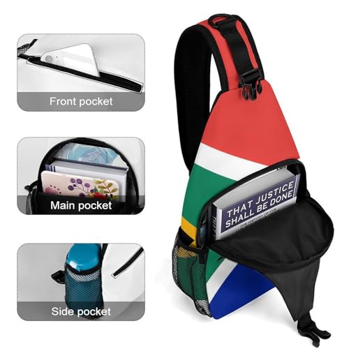 Morrales tipo sling con bandera de Sudáfrica blanco para viaje miniatura 4