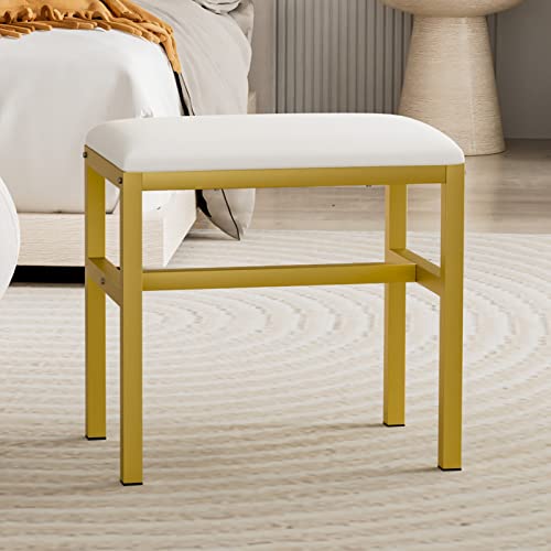 Semiocthome Vanity Stool, Pu Leather Upholstered Seat Foot Stool, Small Vanity Bench With Sturdy Metal Leg For Makeup Room Bedroom Footrest #TOP15