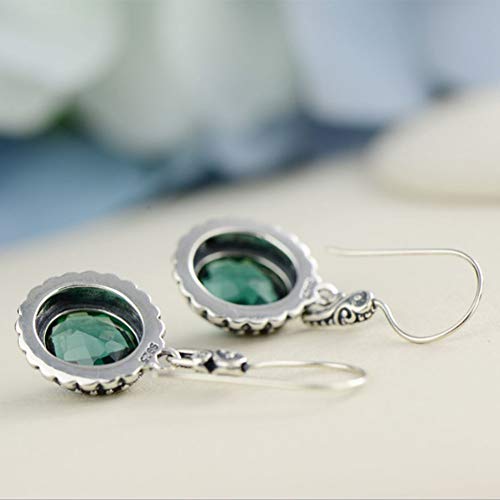 Pendientes de plata 925 con gemas ovaladas y cristal verde estilo chino 2