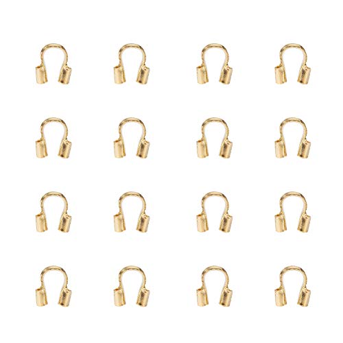 PH PandaHall 100PCS Golden Brass Wire Guardian Protector U Shape Accessories for Jewelry Making (4x5x1mm)