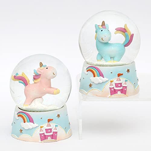 Schneekugel Dekohelden24 Einhorn blau, Maße ca. 9 x 6,5 cm