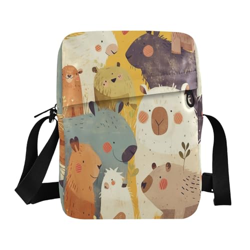 Rustic Simple Capybara messenger bags shoulder bag men women's crossbody handbags Adjustable Strap for work business