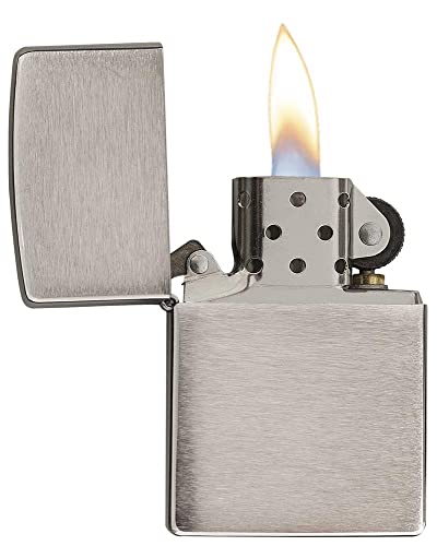 Image of Zippo Metal Armor Brushed Chrome, Silver, Pocket Fuel Windproof Premium Lighter (BIS Certifed)