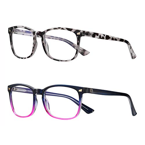 Image of DUCO Blue Light Blocking Glasses 2 Pack Computer Gaming Glasses Women Men Blue Light Blocker Eyeglasses Square Frame Anti Eye Eyestrain 5201S
