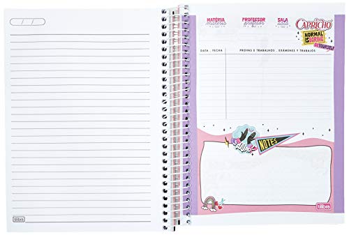 Caderno Espiral Capa Dura Colegial 10 Matérias 160 Folhas Capricho, Tilibra