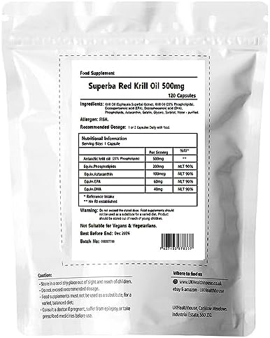 Superba Pure Red Krill Oil Capsules 500mg x 120 - Extra High Strength - Omega 3 Soft Gel Easy Swallow - Sustainably Eco Harvested from Antarctic Krill