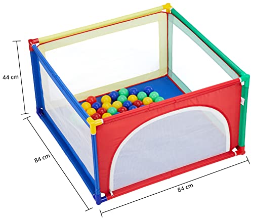 Amazon Brand - Jam & Honey Square Ball Pool Play Tent (with 50 Balls) Multicolor, 36 Months - 10 Years
