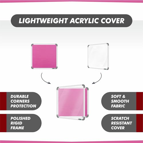 Image of YAJNAS 2x2 Feet Premium Material Pink Designed Notice Board with Acrylic Door /Soft Board /Bulletin Board /Pin-up Display Board for Study Room, Office, School & Home Use