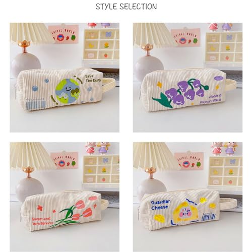 Image of Cute Pencase PenPouch Cosmetics Storage Bag Large Capacity Kawaii Cartoon Flower Bunny Aesthetic Estuche para Lapices (Tulip)