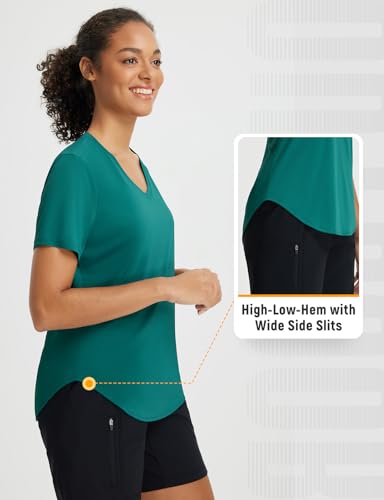 baleaf Women's Short Sleeve Shirts UPF 50+ Sun Shirt V Neck UV Workout Moisture Wicking Quick Dry T-Shirts4