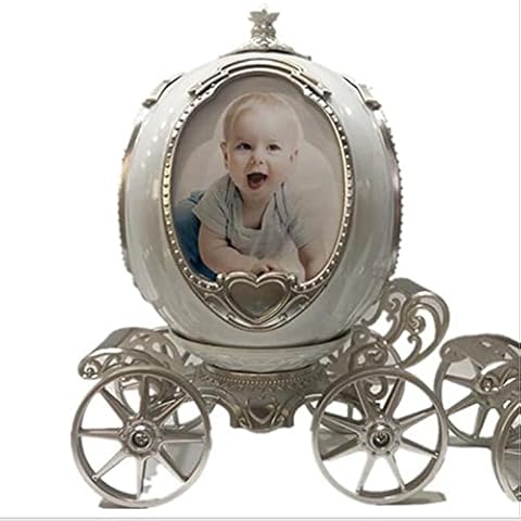 Dongbin Rotating Carriage Music Box Photo Frame Pumpkin Cart Rotating Four Sided Photo Frame Pumpkin Cart Ornament, Photo Studio Music Box Photo Frame Combination Photo Setting Table,A Cover