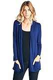 12 Ami Basic Long Sleeve Open Front Pocket Cardigan (S-2X) - Made in USA