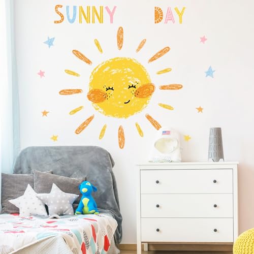 Vinilos Decorativos Sol Acuarela para Pared Infantil miniatura 6