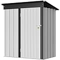 Greesum Metal Outdoor Storage Shed 5FT x 3FT, Steel Utility Tool Shed Storage House with Door & Lock, Metal Sheds Outdoor Storage for Backyard Garden Patio Lawn, White