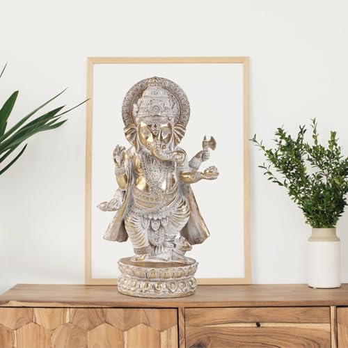 Estatua de Ganesha de resina dorada 10.6 in alto miniatura 6