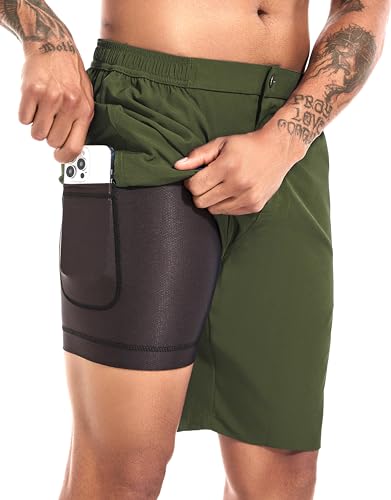 difficort Mens Swim Trunks with Compression Liner 9
