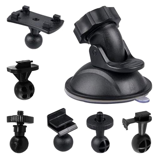 GIONAR 7 Stück Vielseitige Auto Saugnapfhalterung Set für Dashcams, 360 Grad Winkel, mit 6 Typen Adapter, Sicherer Halt an Windschutzscheibe und Armaturenbrett, Kompatibel mit GPS, Actionkameras