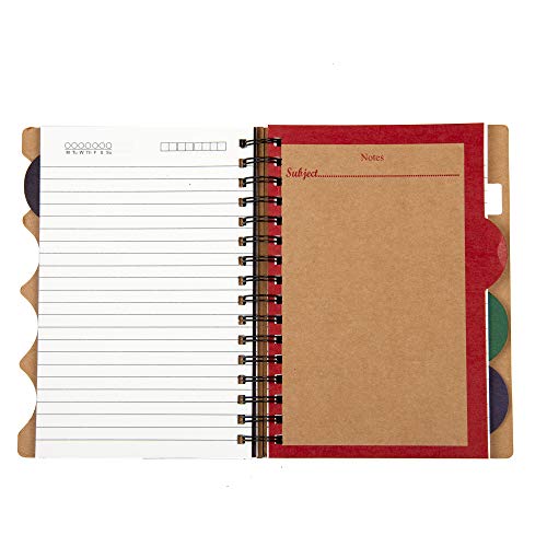 Image of Cubic ECO A5 5-Subject Spiral Notebook - 300 Ruled Pages | Eco-Friendly Kraft Cover | Sturdy Wiro Binding | Ideal for School, Office & Personal Notes (Blue)
