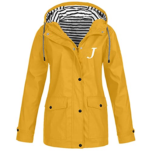 Chaqueta impermeable de mujer con capucha y bolsillos en talla grande