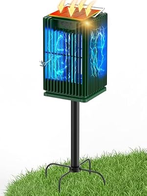 Solar Bug Zapper Outdoor, Waterproof Mosquito Zapper Type-C & Solar Powered, Auto On/Off, Cordless 4200V Electric Fly Zapper, 5000mAh Rechargeable Mosquito Trap Killer for Patio Backyard Camping
