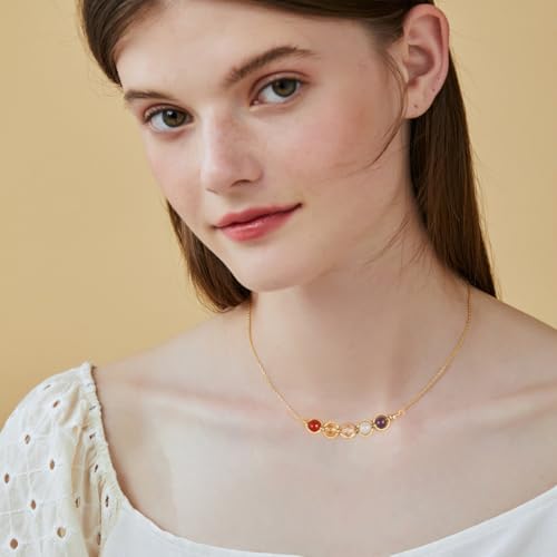 Zodiac Necklaces for Women, Natural Healing Crystal Zodiac Necklace Gifts Handmade Gemstone Beads Choker Necklace for Women Spiritual Astrology Jewelry Birthday Gifts4