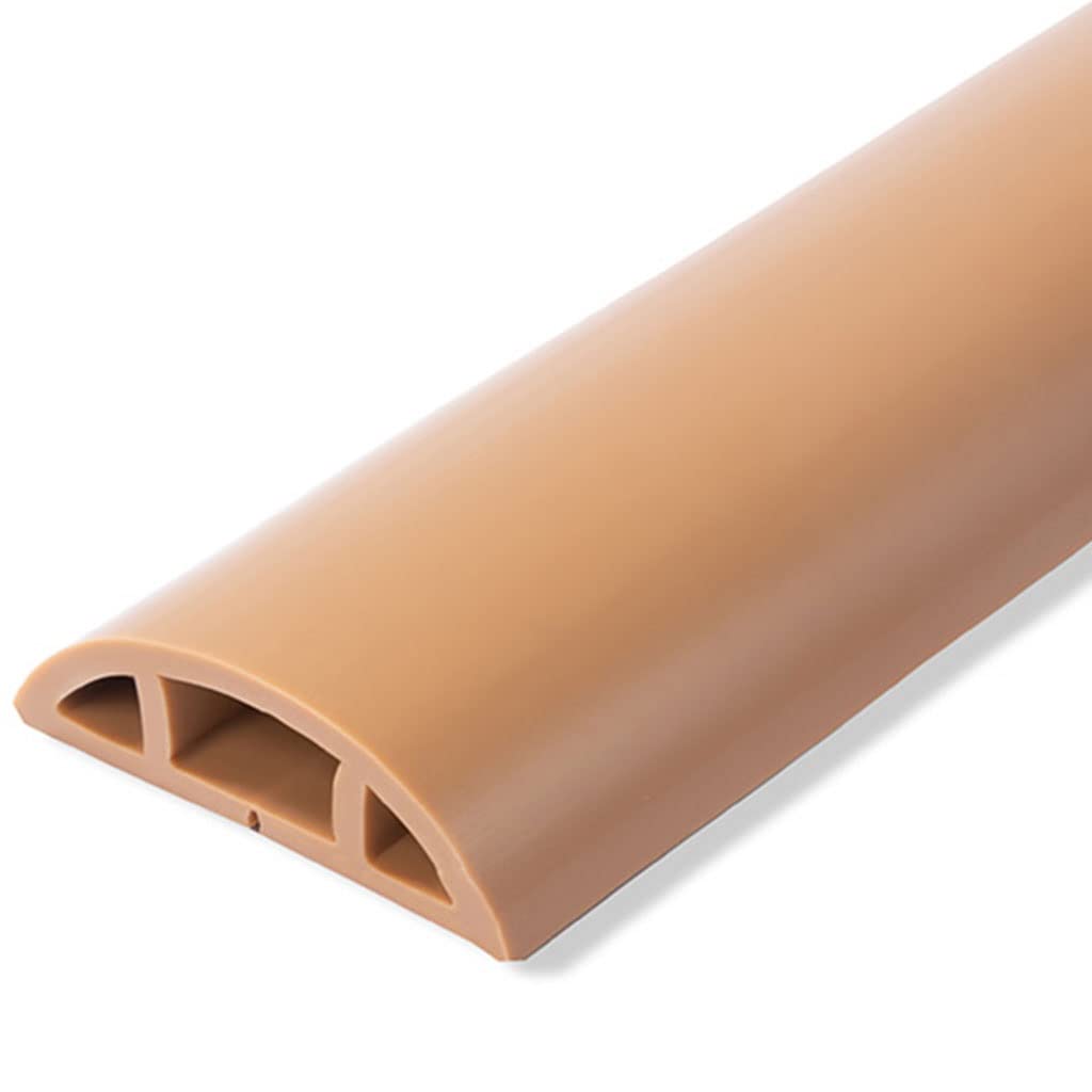 Cubierta De Cable De Suelo Blando De PVC, Canaleta Pasacables Suelo Autoadhesivo para El Hogar, Protector De Cable De Suelo Antideslizante Grueso para Oficina (Color : Light Brown, S : 10m)