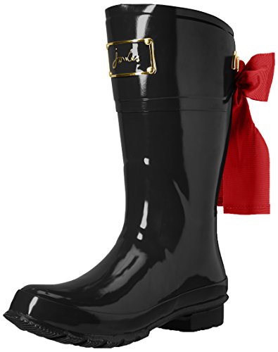Joules Women's Evedon Short Rain Boot, Black, 7 M US