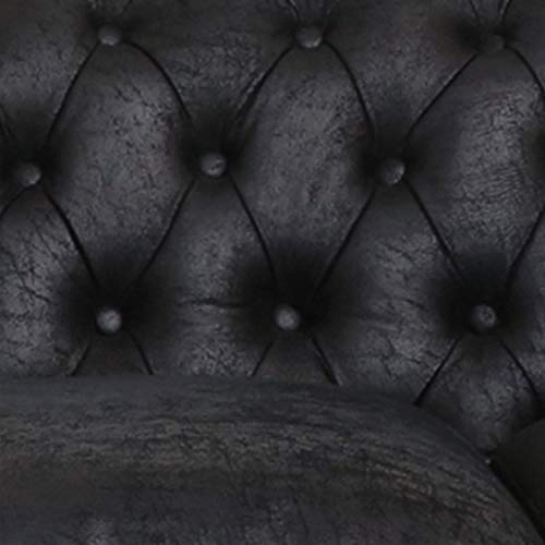 Great Deal Furniture Vita Chesterfield Tufted Microfiber Sofa With Scroll Arms, Black #TOP5