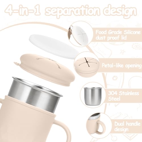 Image of Mity rain Stainless Steel Snack Containers for Kids with Spill-Proof Silicone Lids & Handles - 3-in-1 Baby Snack Cups, No-Spill Toddler Snack Box, Perfect for On-the-Go Healthy Eating