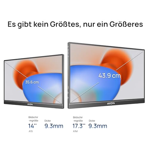 ARZOPA 17.3 Zoll Großer Portabler Monitor, 1920×1080 FHD HDR IPS Monitor mit Standfuß für Laptop… – Ansicht 3