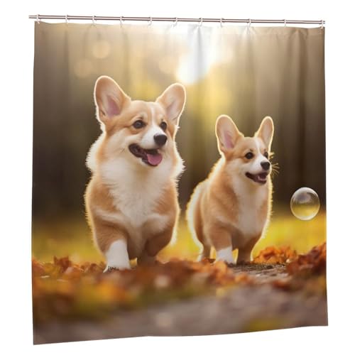Rideaux de douche durables et imperméables 182 cm motif corgi - 3