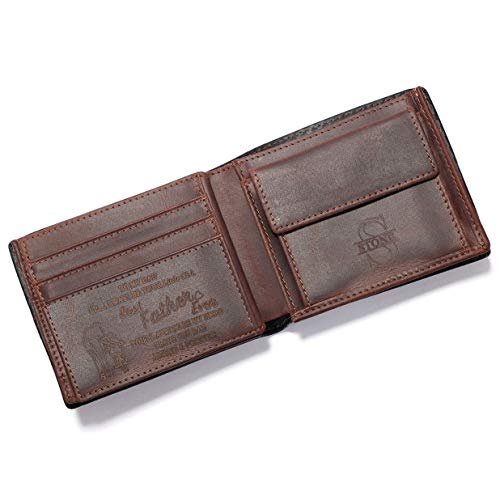 Personalized Engraved Leather Wallet for Dad Son Husband Boyfriend - Birthday Fathers Day Valentines Christmas Anniversary Graduation Wedding - Men Custom Bifold Wallets for Him with Love Message