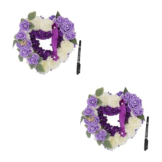 LIFKOME 2 Piezas Guirnalda Conmemorativa Corona Floral Artificial Corona De Flores Corona De Flores Artificiales Guirnalda Decorada Guirnalda Artificial Guirnaldas De Espuma Púrpura Flor