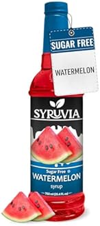 Syruvia Sugar-Free Watermelon Syrup, Flavored Syrup for Drinks, Cocktails, Lemonades, Iced Teas, and Desserts – 25.4 fl oz