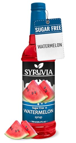 Syruvia Sugar-Free Watermelon Syrup, Flavored Syrup for Drinks, Cocktails, Lemonades, Iced Teas, and Desserts – 25.4 fl oz