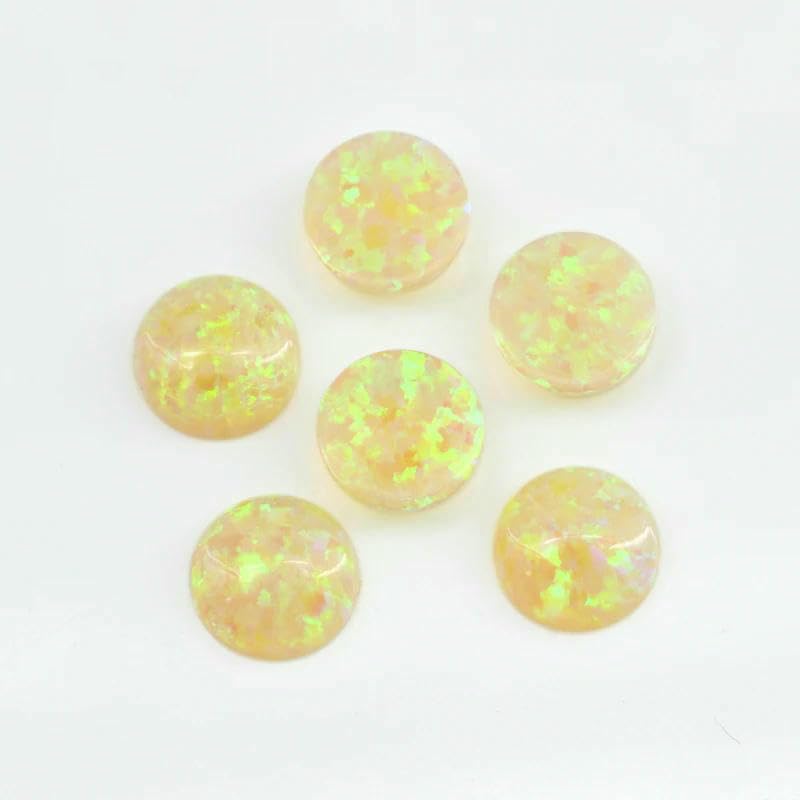 10 Stück lose Opalperlen, flache Cabochon-Schmucksteine, gemischte synthetische Edelsteine, runde, mehrfarbige Opale – OP05 – 10,0 mm, 10 Stück