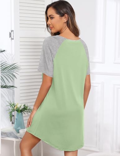 Image of Ekouaer Sleep Shirts for Women Short Sleeve Night Shirts for Sleeping Pullover Nightgown Soft Nightdress S-XXXL