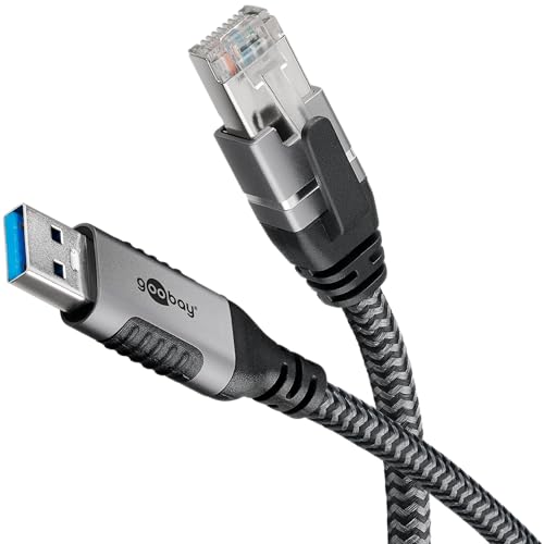 goobay 70692 Cable Cat 6 USB A 3.0 a RJ45 Ethernet para una conexión estable a Internet por cable con router/módem/conmutador de red/Sustituye el adaptador USB a RJ45 / 1 Gbit/s / 5 M