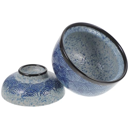 TEHAUX Ciotola Zuppa Miso in Ceramica con Coperchio Multiuso per Cucina Scodella Stile Giapponese per Zuppe Ramen e Stufati Leggera e Facile da Pulire