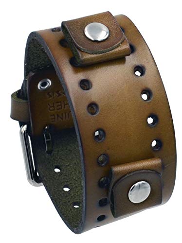 Nemesis BN-HB Hazelnut Brown Wide Leather Cuff Wrist Watch Band