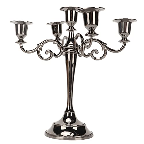 Metal Candelabra Black 5 Arms Eleg Colorfast Stable Wide Base Taper Candle Holder for Party Wedding Metal CandelabraTaper Candle HolderBlack Finely with an Arms