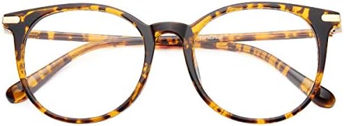 Gaoye Blue Light Blocking Glasses, Retro Round Eyewear Frame Anti Eyestrain Computer Glasses for Women Men (Tea Leopard/Transparent Lens)