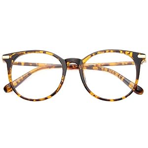 Gaoye Blue Light Blocking Glasses, Retro Round Eyewear Frame Anti Eyestrain Computer Glasses for Women Men (Tea Leopard/Transparent Lens)