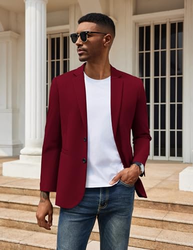 Image of COOFANDY Men's Casual Knit Blazer Two Button Lightweight Sport Coats Suit Jacket