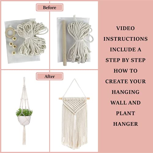 4 In 1 Macrame Kit Adult Beginner: 1 Macrame Wall Hanging, 1 Macrame Plant Hanger, 1 Moon Dreamcatcher And 1 Macrame Keychain For Adults With Written Instructions And Video Tutorials #TOP3