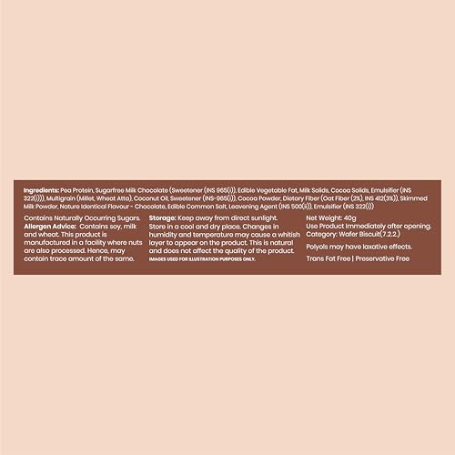 Image of SUPPLY6 Protein Wafer Bars | Pack of 10 | Multigrain Crunchy Wafer | Vegetarian | 10g Protein | 3g Fiber | No Added Sugar | 400 G (Chocolate)