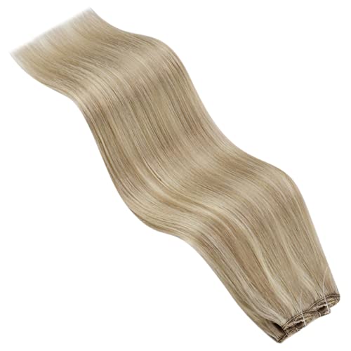 Blonde Highlight Wire Hair Extensions Ash Blonde with Bleach Blonde Fish Line Hair Extensions with Adjustable Wire Remy Hair Extensions Wire Human Hair Extensions 12in 80g