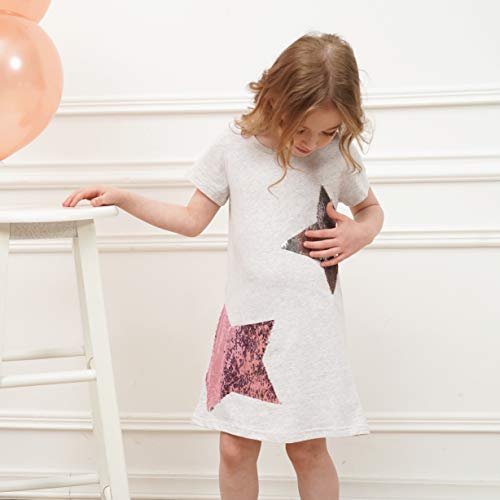 DXTON Toddler Baby Girls Dresses Summer Short Sleeves Dresses Outfits 2-12T4